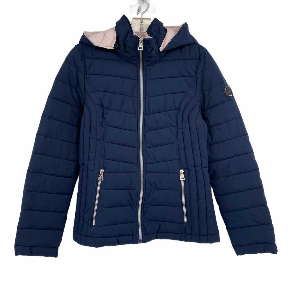 Nautica Navy Blue Hooded Puffer Jacket | Women’s Size S